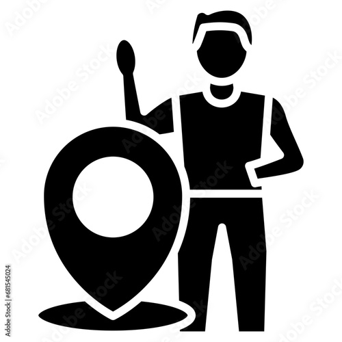 Map Pin glyph icon, related to transportation, ride sharing theme.