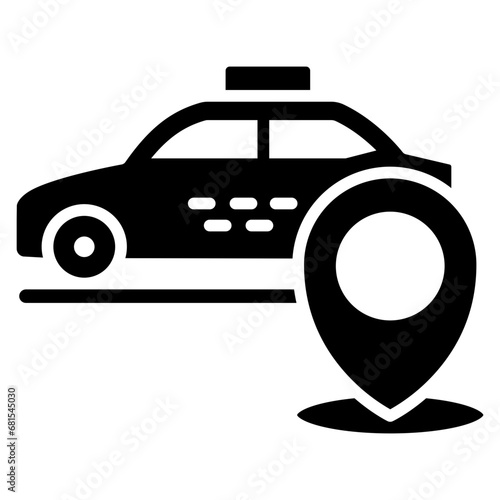 Car glyph icon, related to transportation, ride sharing theme.
