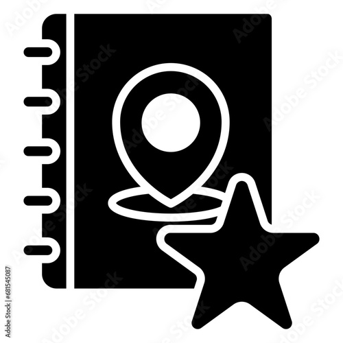 Favorite destination glyph icon, related to transportation, ride sharing theme.