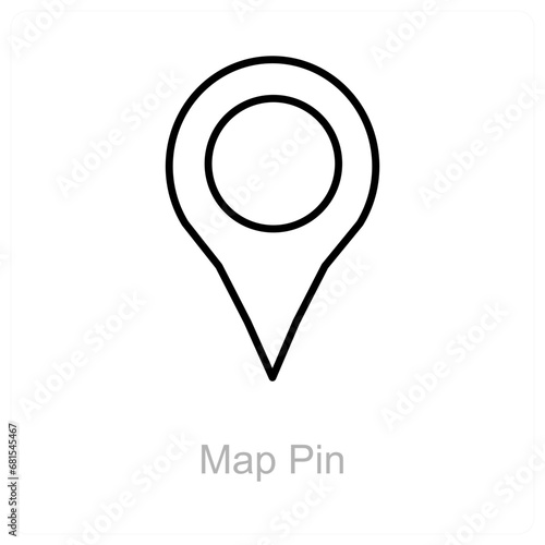 Map Pin and pin icon concept