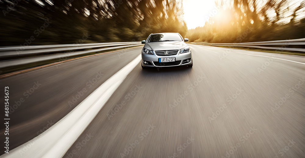 Naklejka premium Dramatic motion blur of a car on the road