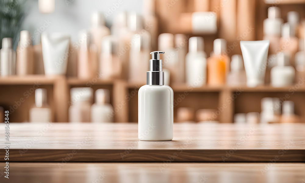 Empty table with beauty products, ideal template Empty table with beauty products, ideal template