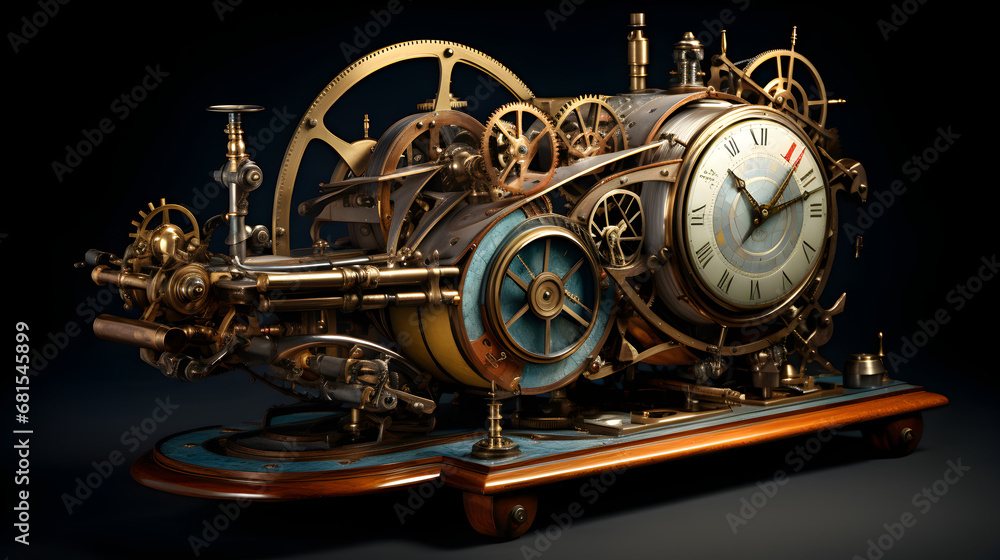 antique time travel machine. old time machine. time machine of the future, generative ai. Time travel