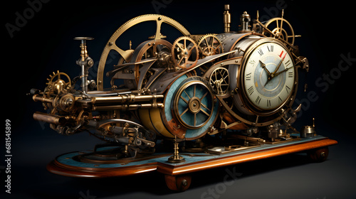 antique time travel machine. old time machine. time machine of the future, generative ai. Time travel photo