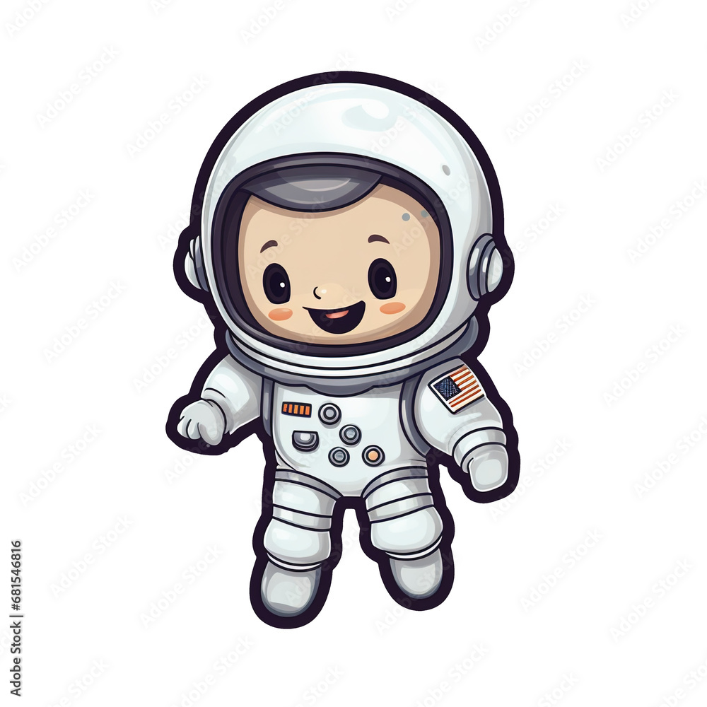 Cute astronaut cartoon illustration isolated  Generative AI