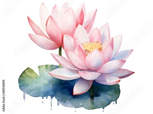 Watercolor Lotus Flower Illustrator Vector