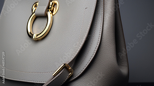 women bag with white leather handbag on a gray background