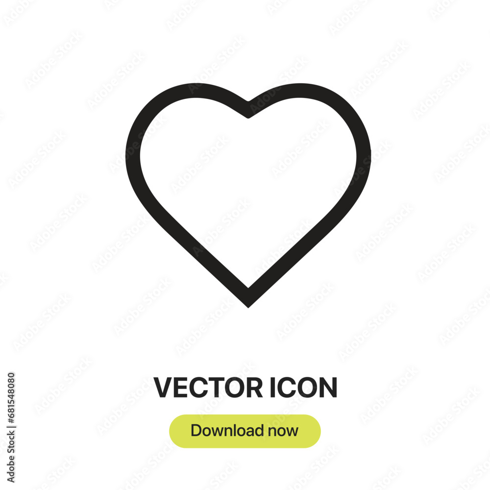 Heart icon vector. Linear-style sign for mobile concept and web design. Heart symbol illustration. Pixel vector graphics - Vector.	
