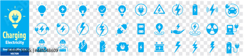 Electricity icons set collection green energy vector illustration