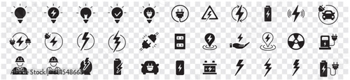 Electricity icons set collection green energy vector illustration