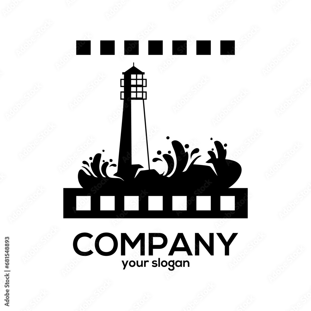 lighthouse vector logo with film roll