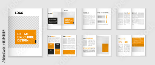 12 page corporate brochure profile design, business brochure layout, a4 size multipage flyer design, company profile and annual report template design
