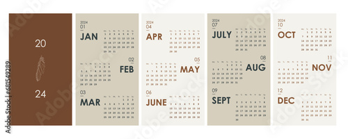 new calendar 2024 quarterly in nude tones for Instagram stories