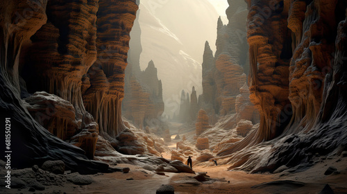 A Canyon Filled with Rocks. Generative Ai