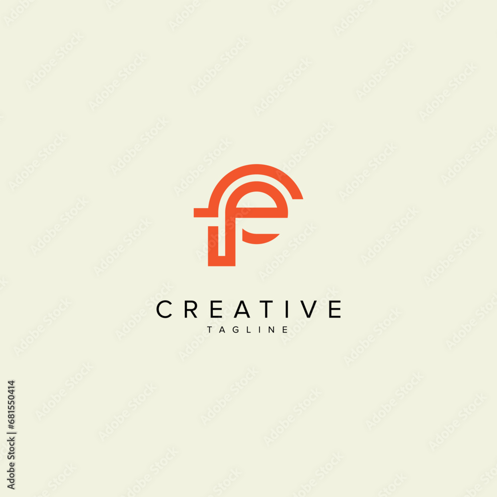 Alphabet FE EF letter modern monogram style logo vector template. Stock ...