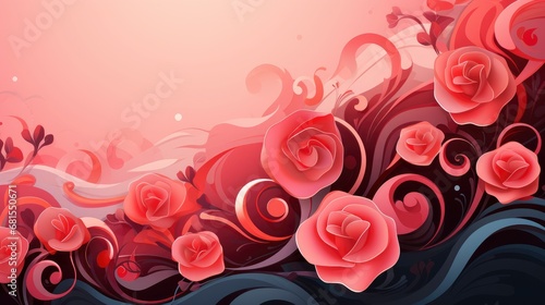 Red Rose Pink White Hearts Border Valentine Day Background  Background For Banner  HD