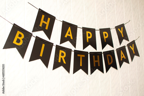 Photography Happy birthday banner on the wall