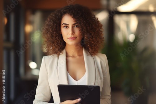 Young Professional Woman Using Tablet in Modern Office