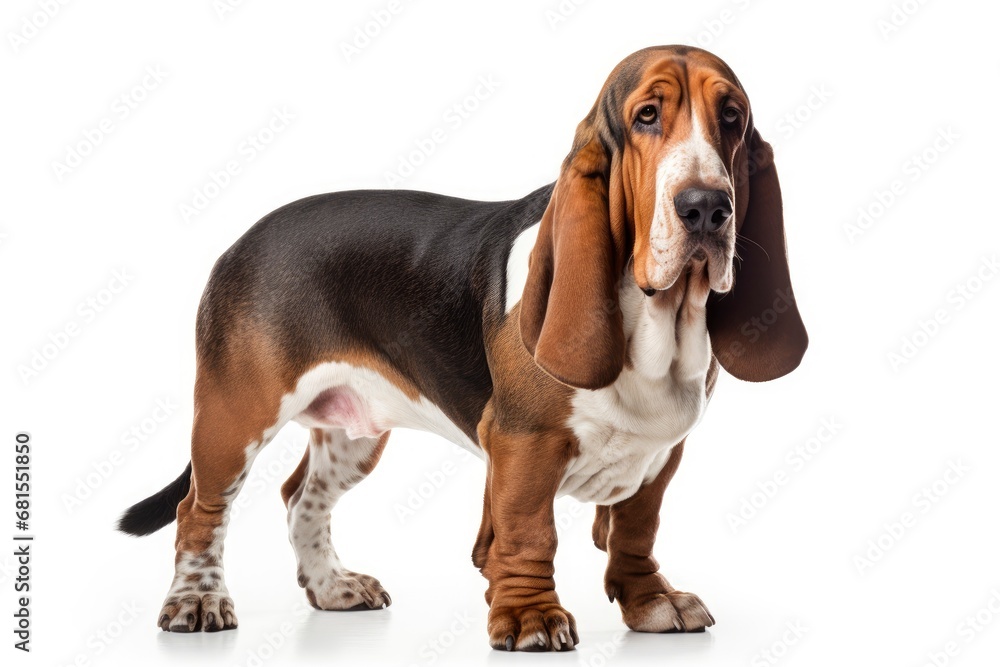 Basset Hound cute dog isolated on white background