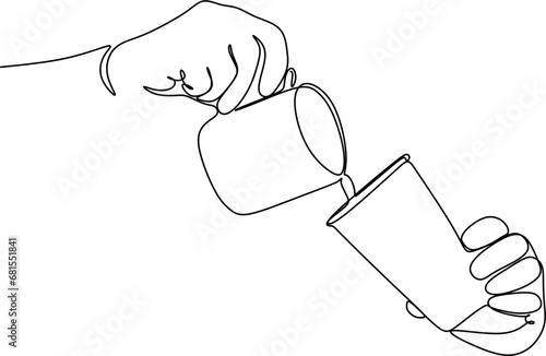 Continue line of barista pouring milk to coffee