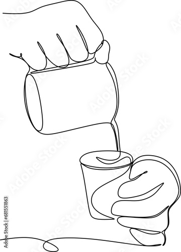 Continue line of barista pouring milk to coffee