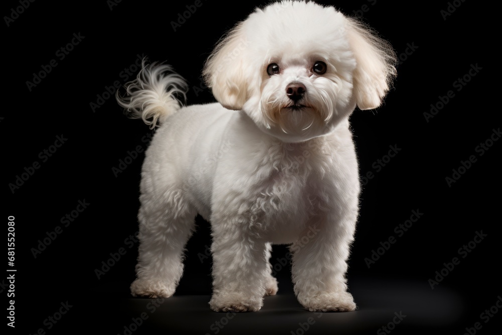 Bichons Frise cute dog isolated on black background Bichons Frise cute dog isolated on black background