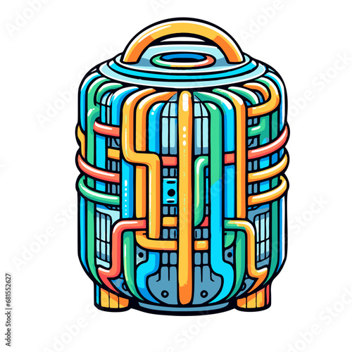 Quantum Computer Vector Illustrated Cartoon Isolated on White Background
