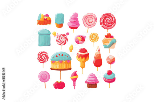 Creative new candy illustration  candy  icon  vector  dessert  food  sweet  birthday  sugar  lollipop  set