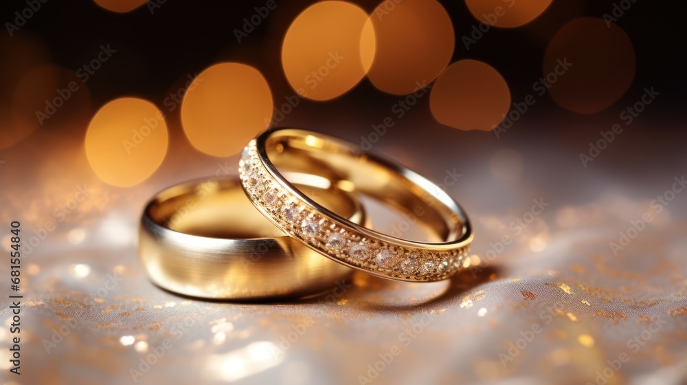 Wedding rings on bokeh background, close-up Wedding rings on bokeh background, close-up