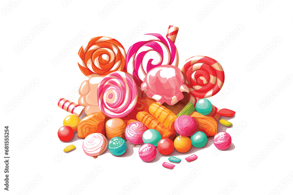 Creative new candy illustration, candy, icon, vector, dessert, food, sweet, birthday, sugar, lollipop, set