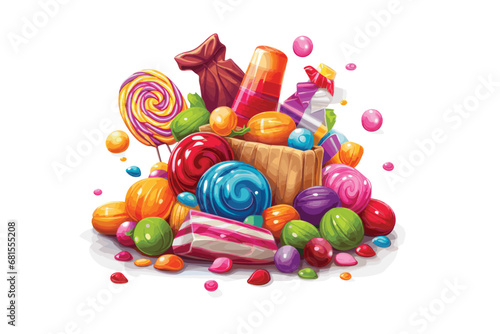 Creative new candy illustration, candy, icon, vector, dessert, food, sweet, birthday, sugar, lollipop, set