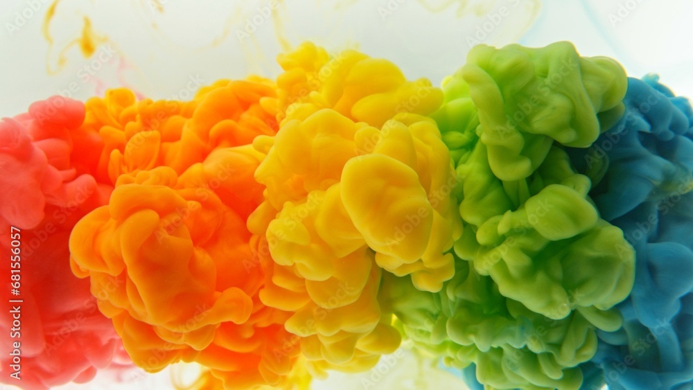 Colorful Inks Mixing in Water, Isolated on White Background. Colorful Inks Mixing in Water, Isolated on White Background.