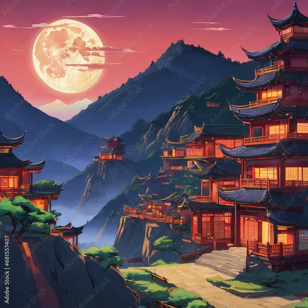Obraz premium chinese temple in the night