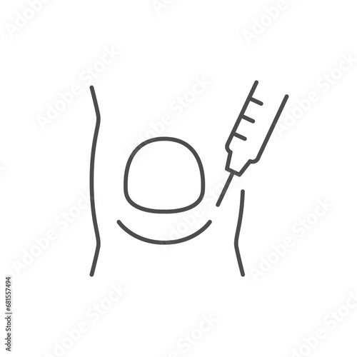Joint injection line outline icon