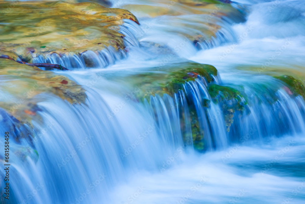 closeup waterfall on mountain river closeup waterfall on mountain river