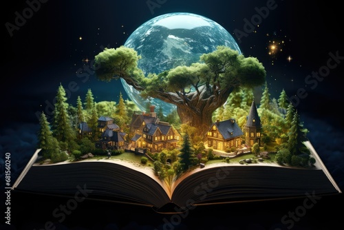book with tree and moon
