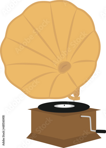 Vector illustration of gramophone isolated in white background