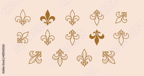 Set Flor de lis symbol vector illustration icon.