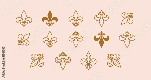 Tapety Set Flor de lis symbol vector illustration icon.