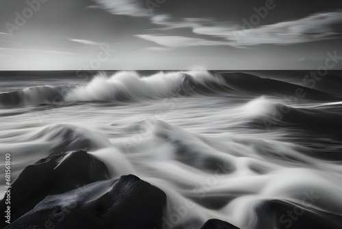 Beautiful sea waves long exposure