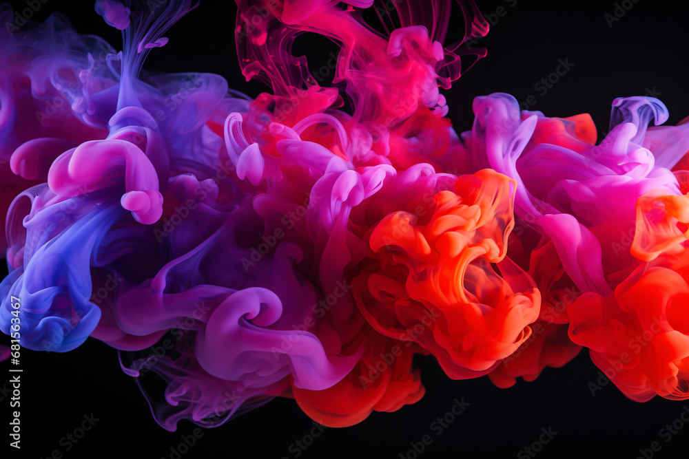 Smoke concept background of red, purple and pink colors on a black background. Smoke concept background of red, purple and pink colors on a black background.