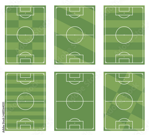 Football field or soccer field with green grass effect. Vector graphics.