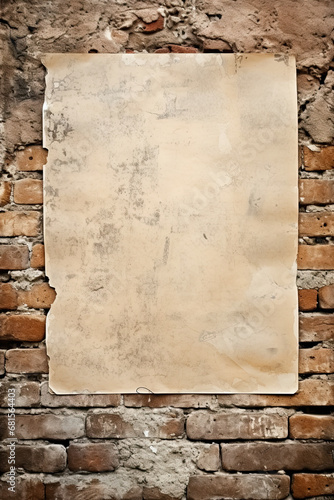 A blank note on a wall of bricks for backdrop and design