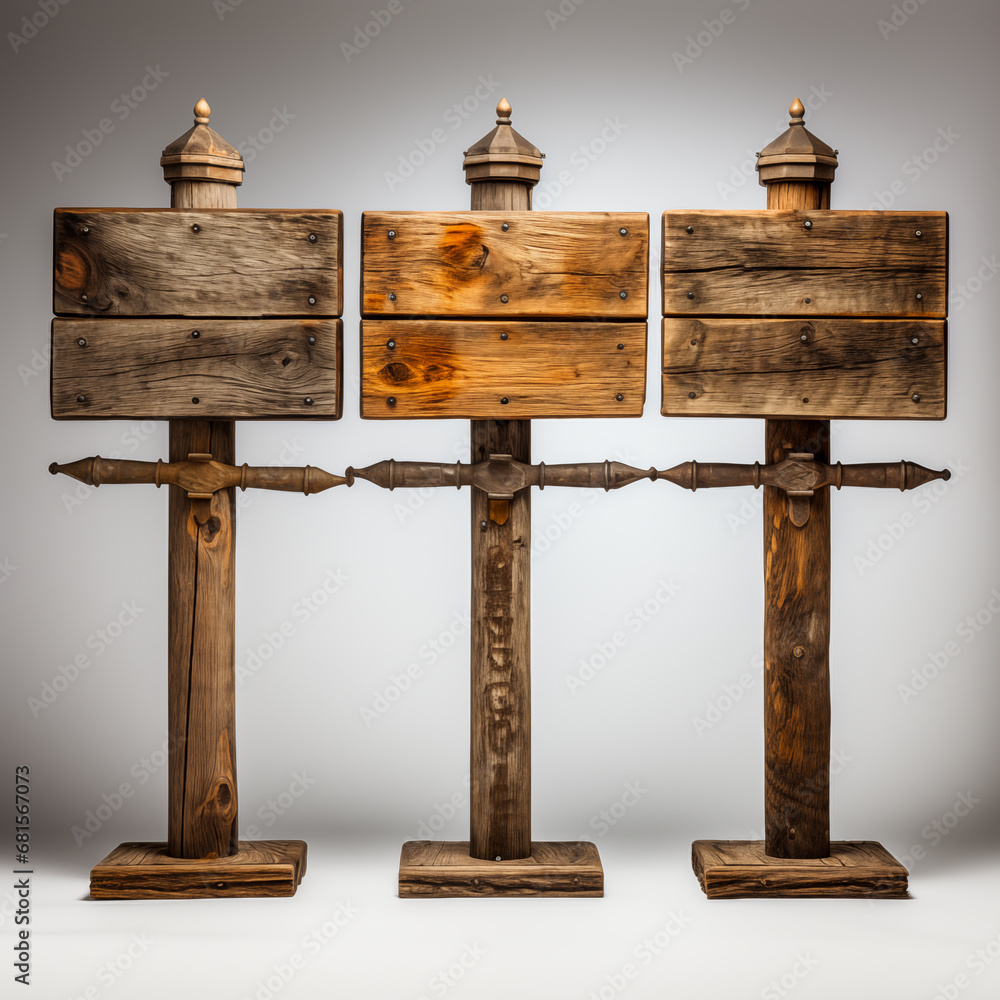 Rustic Charm: Set of Three Handcrafted Wooden Lecterns with Horizontal