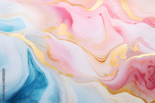 Wallpaper Mural Abstract pink, yellow and blue floating fabric wave design wallpaper Torontodigital.ca
