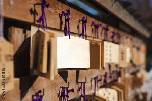 Photography Japan wishing signs small wooden plate calls Ema in Japanese temples or shrines