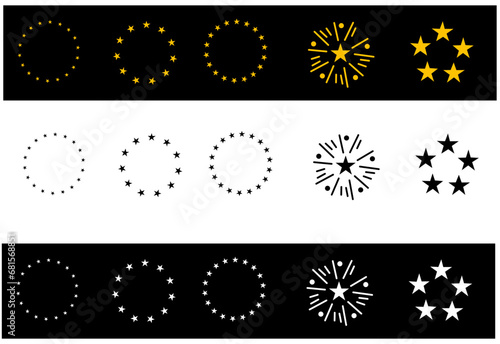 Vector illustration stars circle set on white background. Suitable for any design, isolated on white background 
