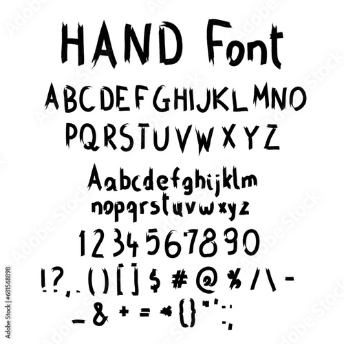 Vector hand drawn alphabet collection. Handwritten brushed grungy font.