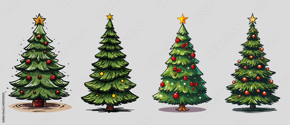 Christmas tree collection set - vector illustration Christmas tree collection set - vector illustration