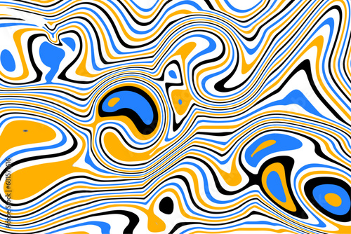 Abstract background with blue,yellow and black color liquify lines effect